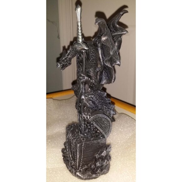 Dragon guarding treasure with sword letter opener Statue. - Picture 6 of 10